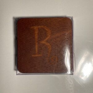 Kirklands Brown Wooden Coaster Letter R
